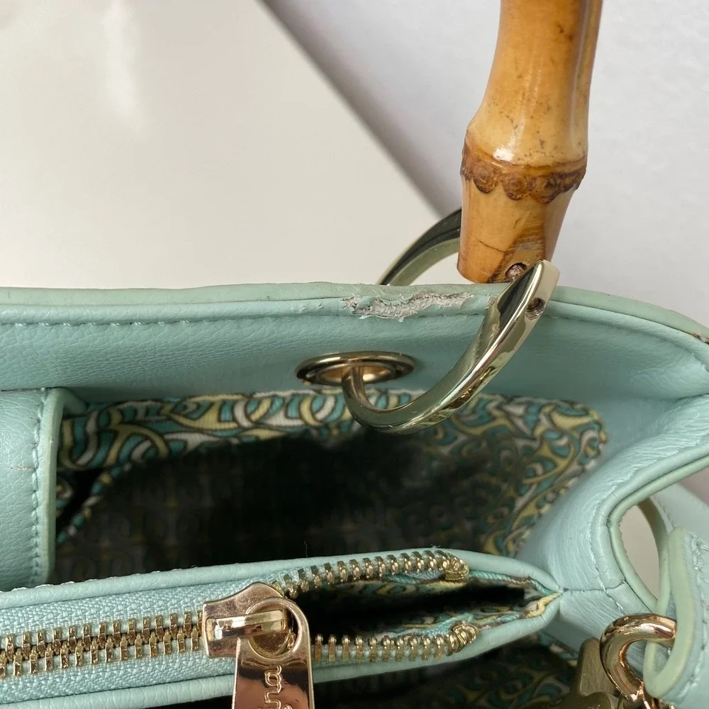Spartina 449 Sea Salt‎ Bamboo Chic Satchel Bamboo Handle Crossbody Bag Coastal